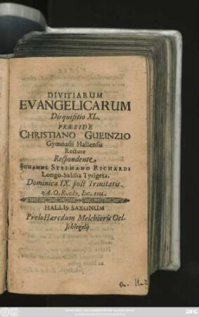 Divitiarum Evangelicarum Disquisitio XL.
