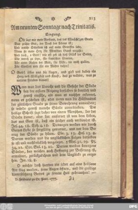 Am neunten Sonntage nach Trinitatis.