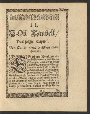 II. Von Tauben [...]