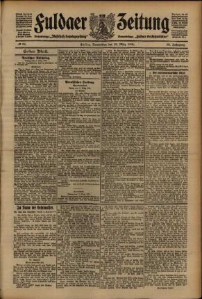 Erste Ausgabe vom Donnerstag, den 18. März 1909.