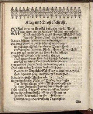 Klag-und Trost Schrifft; KlagLied über den unverhofften doch sehligen Abschied Herrn Caspar Georg Brandiß; ...