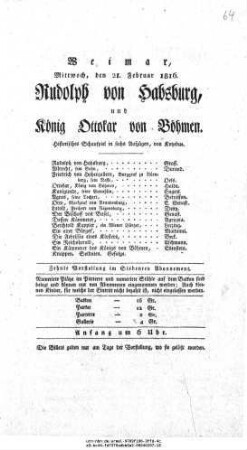 Rudolph von Habsburg, und König Ottokar von Böhmen