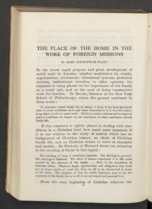 The place of the home in the work of foreign missions
