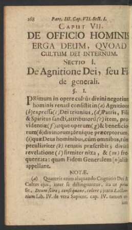Caput VII. De Officio Hominis Erga Deum, Quoad Cultum Dei Internum.