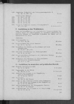 G. Ausbildung im musischen und praktischen Bereich