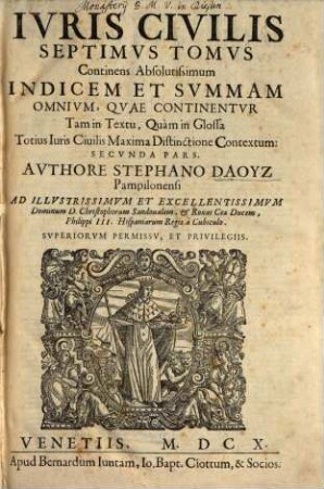 Index et Summa Juris civilis : i.e. Juris Civilis Tomus VII, 2