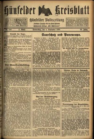 Erste Ausgabe vom Donnerstag, den 04. September 1930.