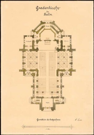 Evangelische Gnadenkirche (Augustakirche), Berlin-Mitte Ausführungsprojekt: Grundriss 1:100