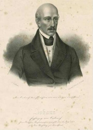 Erzherzog Johann von Österreich, Feldmarschall, im Reichstag von Frankfurt am 29.06.1848 zum deutschen Reichsverweser gewählt, in Zivil, Brustbild in Halbprofil