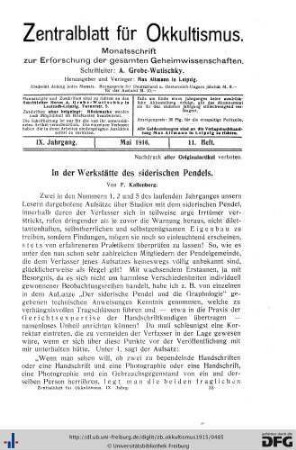 11. Heft (Mai 1916)