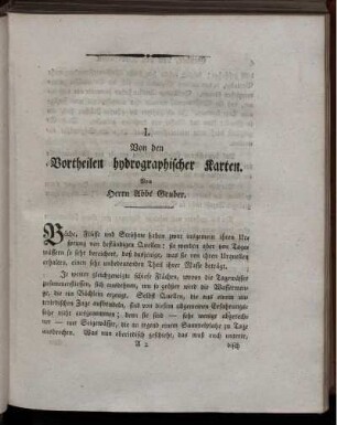 I. Von den Vortheilen hydrographischer Karten.