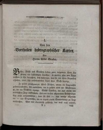 I. Von den Vortheilen hydrographischer Karten.