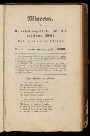 Minerva, Nr. 2, 13. Juli 1839