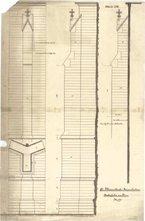 Schmidt, Heinrich von; Kaiserslautern; Marienkirche - Strebepfeiler am Chor (Aufrisse m. Schnitt)