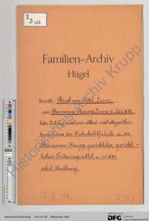 Schreiben von Kehl (Essen) an Hermann Krupp