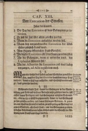 Cap. XIII. Von Execution der Straffen.
