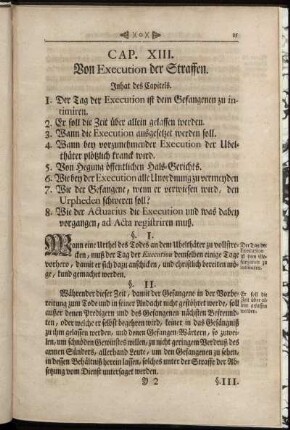 Cap. XIII. Von Execution der Straffen.