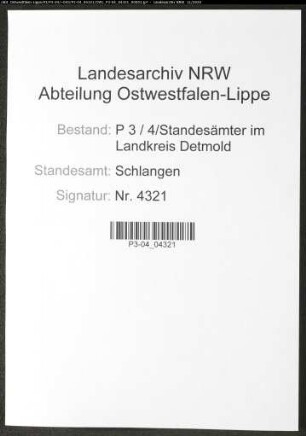 Sterberegister Standesamt Schlangen
