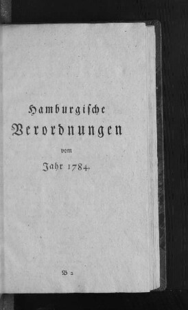 Hamburgische Verordnungen vom Jahr 1784.