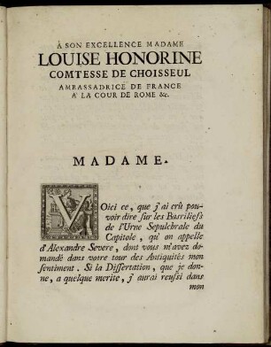 A Son Excellence Madame Louise Honorine Comtesse De Choisseul [...]