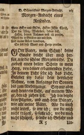 265-286, B. Schmockens Morgen-Andacht eines Reisenden. Abend-Andacht eines Kranken.
