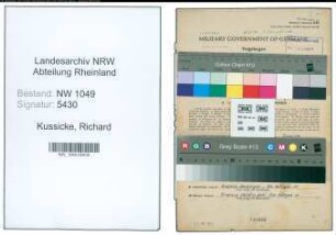 Entnazifizierung Richard Kussicke , geb. 07.02.1899 (Inspektor)
