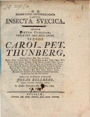 Diss. entomol. sistens insecta Suecica