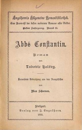 Abbé Constantin : Roman