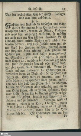 [II.] Von der wahrhaften Cur der Gicht, Podagra und was dem anhängig