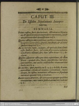 Caput III. De Effectu Stipulationis Interpretativae
