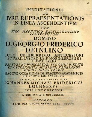 Meditationes de iure repraesentationis in linea ascendentium