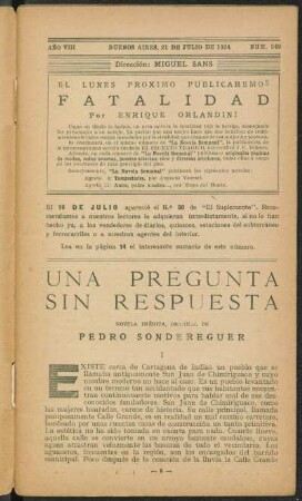 Una pregunta sin respuesta : novela inédita, original