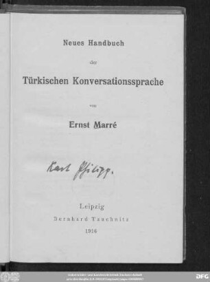 Neues Handbuch der türkischen Konversationssprache