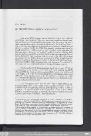 IX. The Ottoman Legacy In Romania