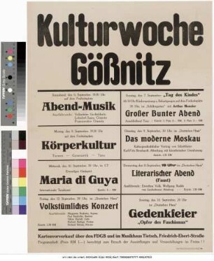 Originaltitel: Kulturwoche Gößnitz Programm 6. - 14. September 1947