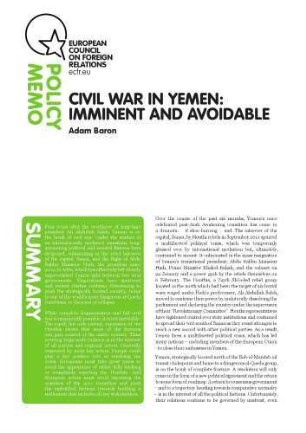 Civil war in Yemen : imminent and avoidable