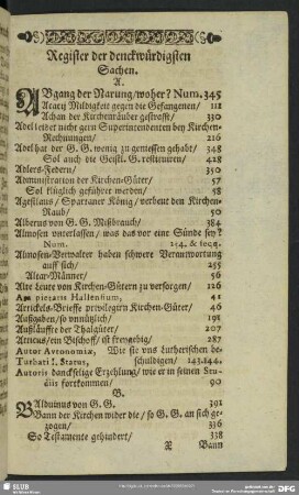 Register der denckwürdigsten Sachen