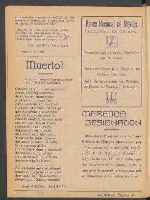 ¡Muerto! : A mi muy querido hermano espiritual José Arroyo Saldaña.