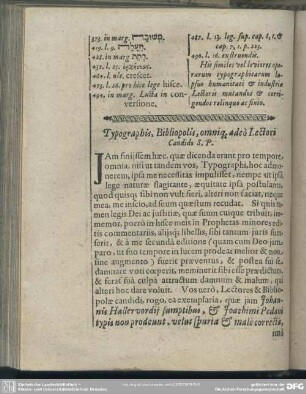 Typographis, Bibliopolis, omniq[ue] adeò Lectori Candido S. P.