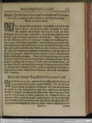 Brief oder kurtzer Begriff des Raymundi Lulli