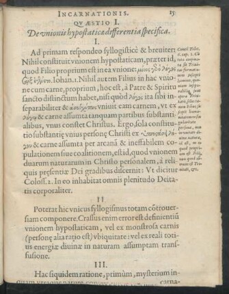 Quaestio I. De unionis hypostaticae differentia specifica.