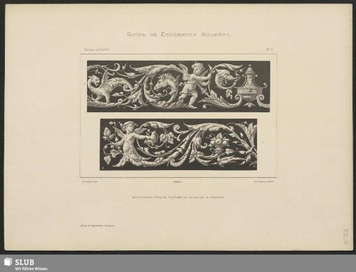 Moitié d'une frise de plafond en grisaille, raacord