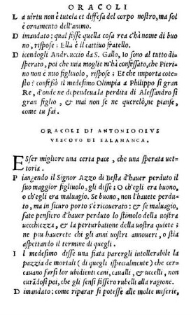 Oracoli Di Antonio Oivs Vescovo Di Salamanca.