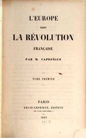 L' Europe pendant la Révolution française, 1