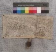 Hertnid von Roßdorf (Rostroff), seine Frau Kunigunde (Kunne) sowie die Söhne Johann (Hans) und Hermann verkaufen den Schwestern Margarete (Grethen) und Felice von Pferdsdorf (Pherdisdorff), den Schwestern Elisabeth (Elsen) und Kunigunde (Kunne) von der Aue (Auwe), Klosterjungfrauen zu Allendorf (Alndorff), sowie den Kindern, die sie hinzunehmen, und den Inhabern der Urkunde ihr Gütchen im Dorf Leimbach (Leym-) mit Hofstatt, Garten und allem Zubehör, das die Ohem vor Zeiten von ihnen hatten, sowie 8 Pfund Unschlitt Salzunger (Salcz-) Gewicht erblichen Zins an Michaelis von Katharina Schrimpf, Bürgerin zu Salzungen, und ihren Erben aus 6 Acker Pflugland an der lytin zu Czelnrode. Für das Gütchen sind 60 Pfund Heller Salzunger Währung, für den Zins 6 gute, rheinische Gulden gezahlt worden. Der Verkäufer haben daher nach Landesgewohnheit darauf verzichtet; sie versprechen Währschaft. Den Verkauf haben vermittelt Albrecht, Propst zu Allendorf, sowie die dortigen Vikare Matthias und Johann Munck. Hertnid von Roßdorf siegelt auch für Frau und Söhne, die keine Siegel haben.