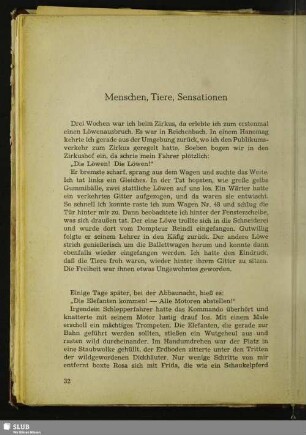 Menschen, Tiere, Sensationen