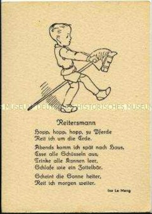 Postkarte der ökumenischen Flüchtlingshilfe, mit Gedicht