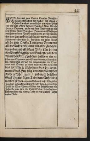Wir Karolus von Gottes Gnaden Römischer König [...]