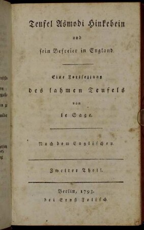 Zweiter Theil: The devil upon two sticks in England
