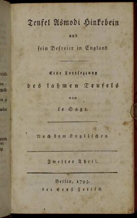 Zweiter Theil: The devil upon two sticks in England